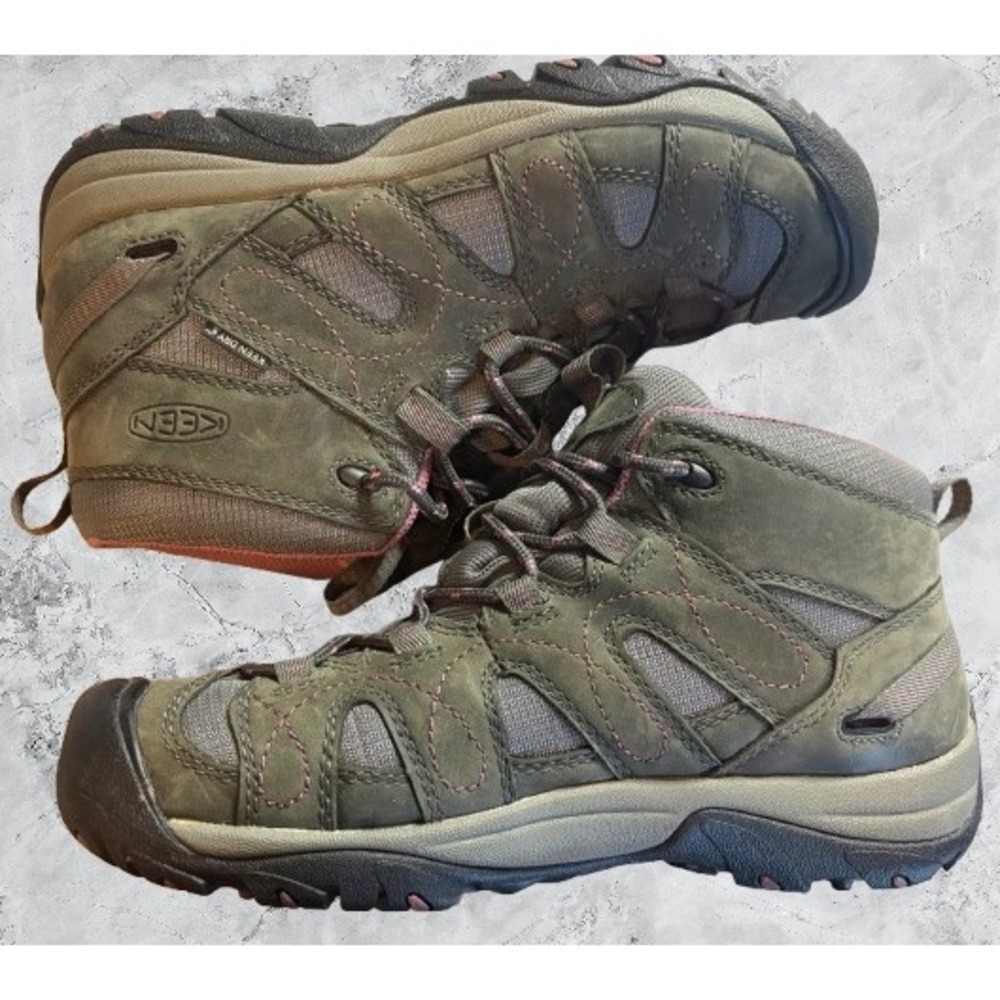 Keen Dry Women 8 Hiking Boots Waterproof Olive Green Pink 52002-DSGN Mid Top - Picture 7 of 8
